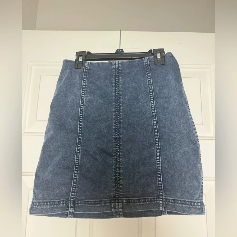 Free People Dark Wash Modern Femme Denim Mini Skirt